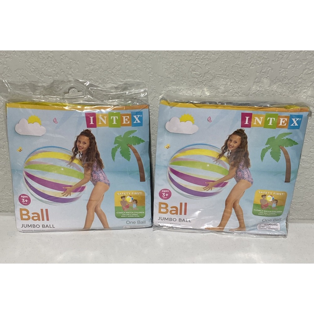 Intex Jumbo Beach Ball 42" Inflatable Toy Huge Large Ages 3+ NEW Lot Of 2 Balls